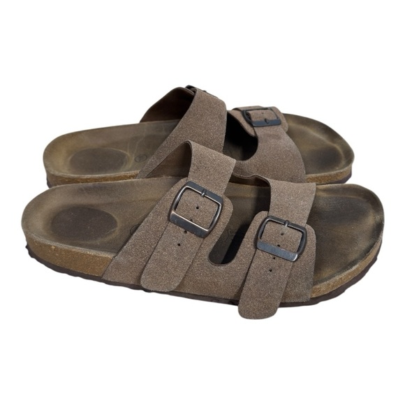 CUSHIONAIRE Lane Brown Cork Footbed Sandal Leather Insole Size 11W - Picture 3 of 9